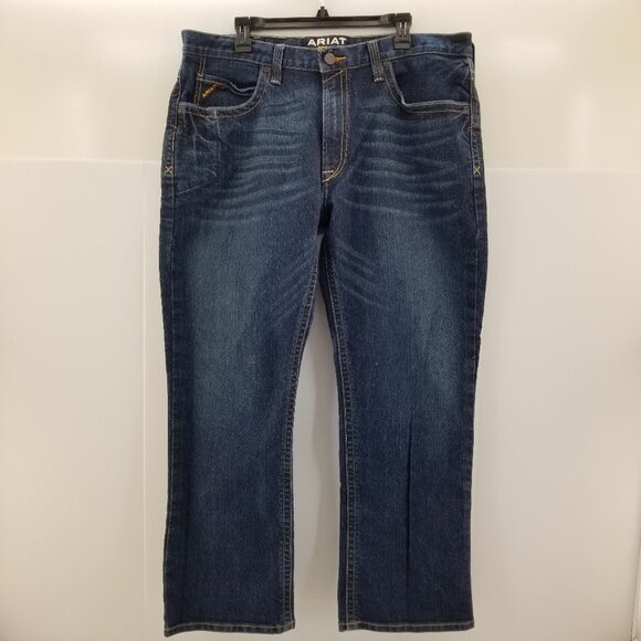 Ariat Rebar M4 Low Rise Boot Men's 38x30 Dark Wash Denim Western Blue Jeans - Picture 4 of 10